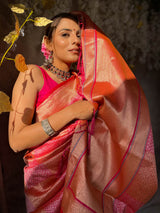 Rusty Pink Banarasi Silk Saree