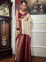 Off White Kanjeevaram Silk Saree