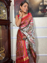 Off White Kalamkari Tussar Silk Saree