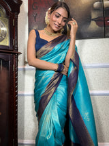 Turquise Blue Kanjeevaram Silk Saree
