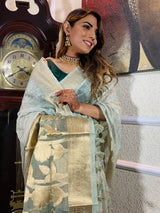 Fern Green Kora Silk Saree