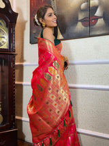 Queen Pink Banarasi Silk Ghatchola Saree