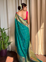 Turquoise Blue Paithani Silk Saree