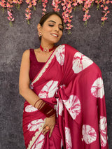 Sangria Magenta Mulberry Silk Saree