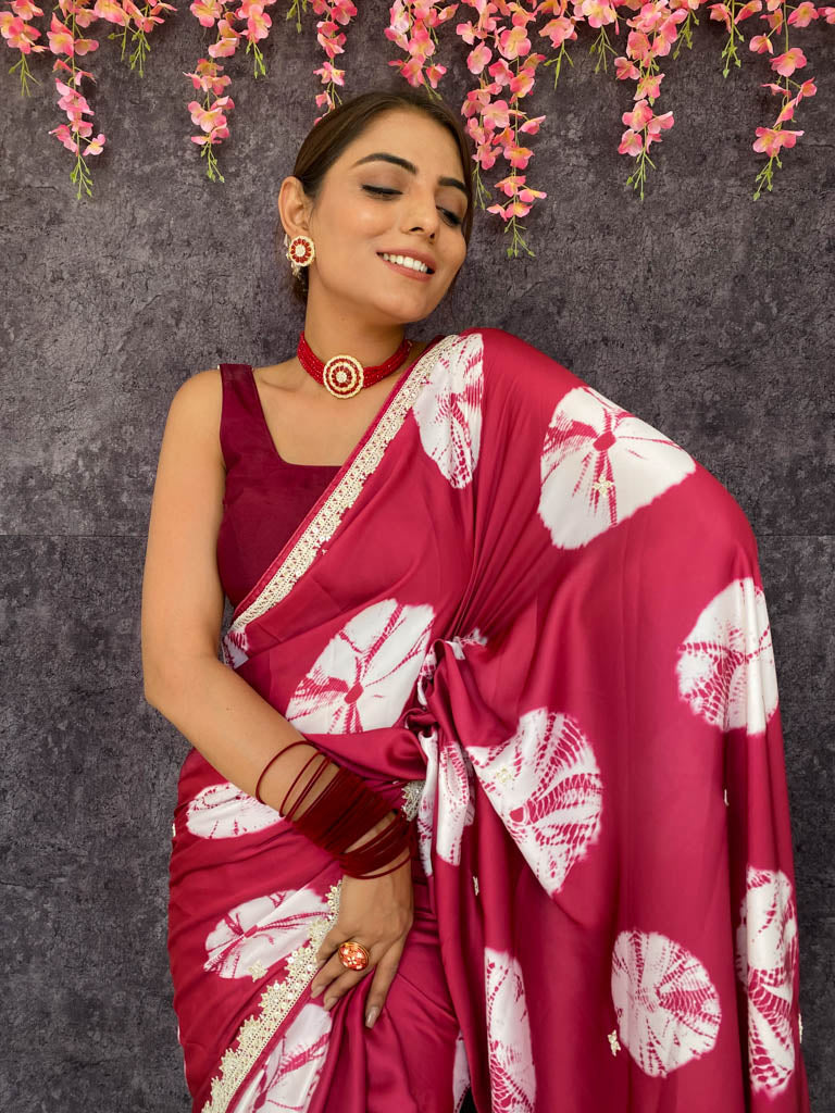 Sangria Magenta Mulberry Silk Saree