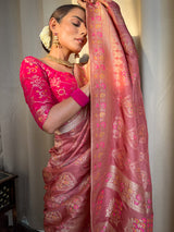 Orchid Pink Meenakari Banarasi Uppada Silk Saree