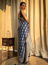 Midnight Blue Banarasi Uppada Silk Saree