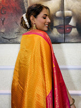 Mustard Gold Kanjeevaram Silk Banarasi Handloom Saree