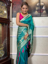Turquoise Blue Banarasi Silk Saree