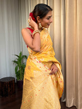 Tuscan Yellow Meenakari Cotton Silk Saree