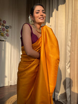 Medallion Golden Yellow Kanjeevaram Silk Saree
