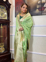 Parakeet Green Banarasi Silk Handloom Saree