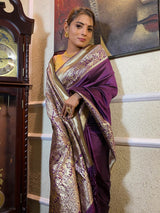 Eggplant Shaded Banarasi Silk Saree