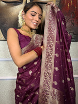 Plum Wine Banarasi Uppada Silk Saree