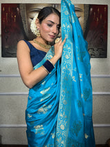 Firozi Blue Banarasi Uppada Silk Saree