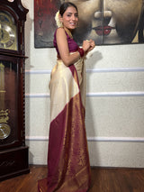 Off White Kanjeevaram Silk Saree