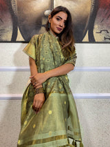 Emerald Green Uppada Cotton Silk Saree