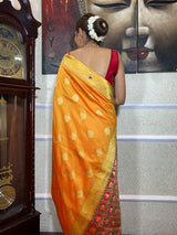 Mustard Yellow Banarasi Patola Silk Saree