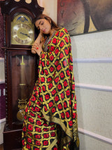 Midnight Black Georgette Bandhej Saree
