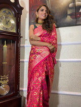 Queen Pink Katan Silk Patola Saree