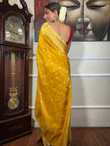 Mustard Yellow Banarasi Uppada Silk Saree