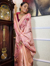 Rogue Pink Designer Banarasi Silk Saree