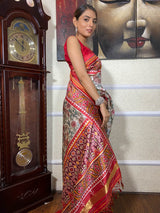 Off White Kalamkari Tussar Silk Saree
