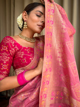 Onion Pink Meenakari Banarasi Uppada Silk Saree