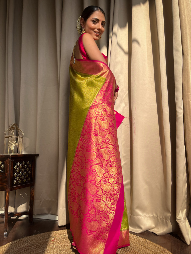 Mehendi Green Kanjeevaram Silk Saree