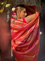 Rusty Pink Banarasi Silk Saree