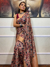 Garnet Brown Uppada Cotton Silk Saree