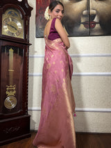 Lilac Pink Banarasi Uppada Silk Saree
