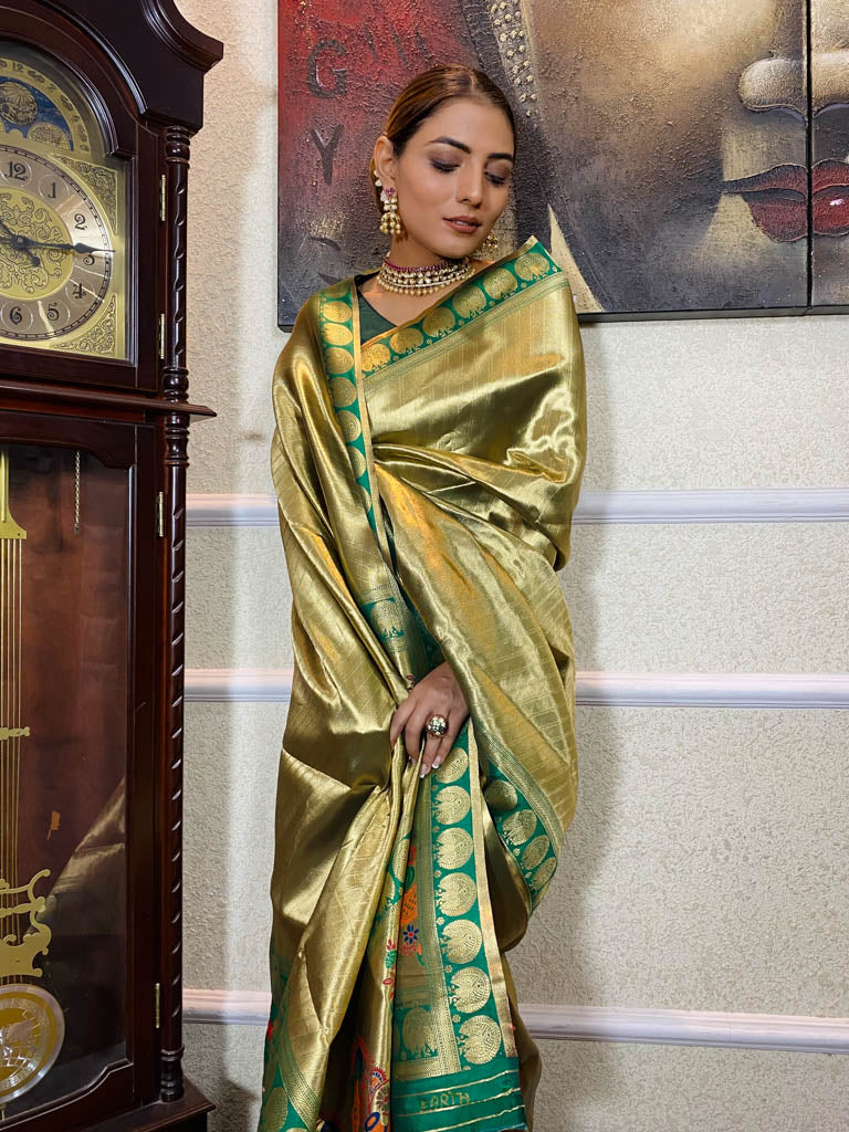 Bottle Green Banarasi Silk Saree