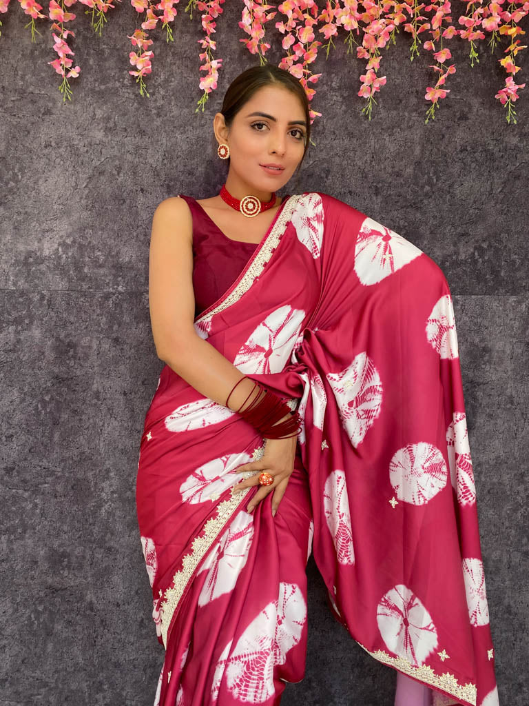 Sangria Magenta Mulberry Silk Saree