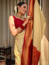 Off White Kanjeevaram Silk Saree