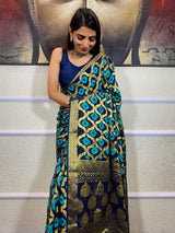 Admiral Blue Georgette Bandhej Saree