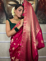 Queen Pink Banarasi Uppada Silk Saree