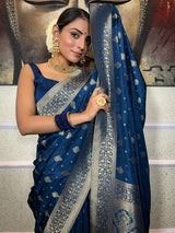 Midnight Blue Banarasi Uppada Silk Saree