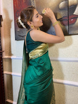 Peacock Green Banarasi Silk Saree