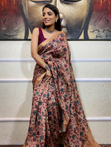 Garnet Brown Uppada Cotton Silk Saree