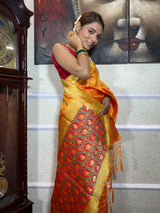 Mustard Yellow Banarasi Patola Silk Saree